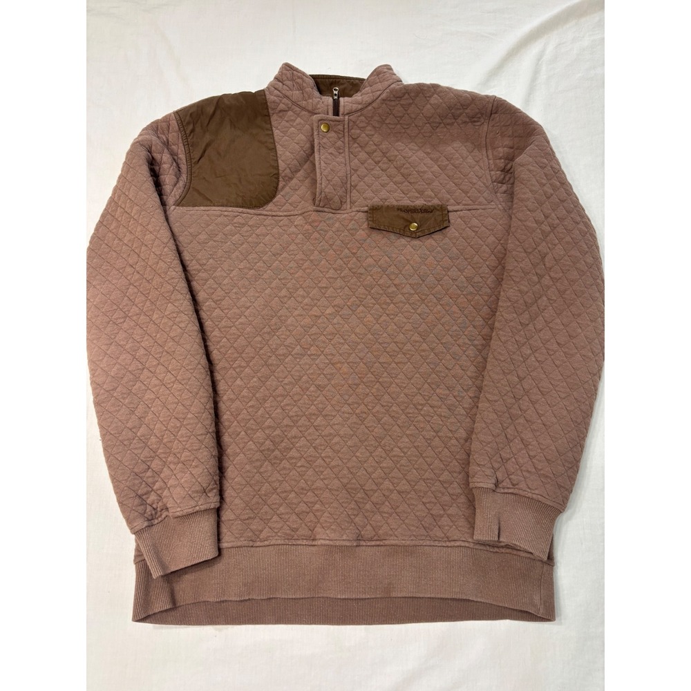 Properly Tied Quilted Shooter Pullover Brown Mens Medium Diamond Quilt Snap Zip